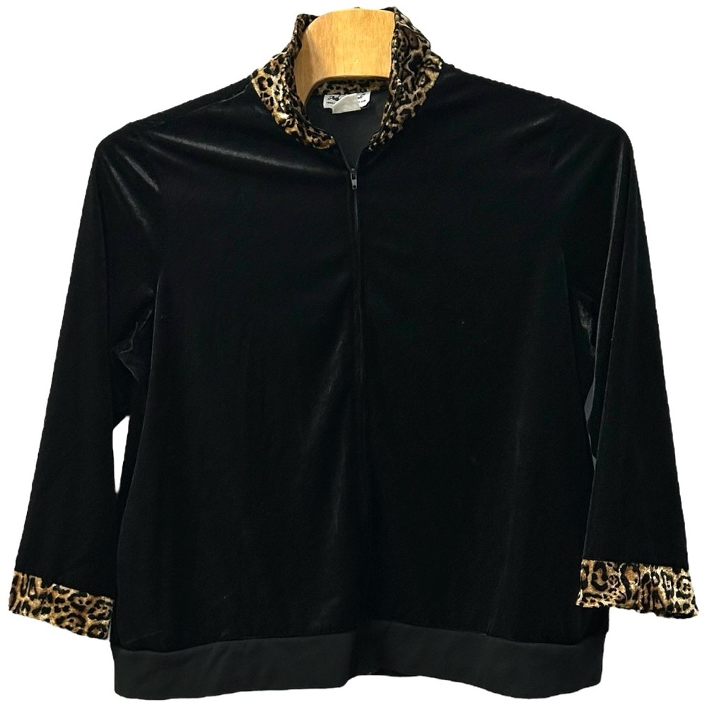 Anthony Richards Women’s Vintage Black Velour Full Zip Jacket Sz 2XL